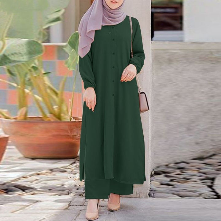 Ladies%20Fashionable%20Latest%20Design%20Arab%20Clothes%20Casual%20Islamic%20Clothing%20Women%20Abaya%202%20Pieces%20Suit%20Long%20Tops%20And%20Pants%20Muslim%20Set%20-%20Image%204