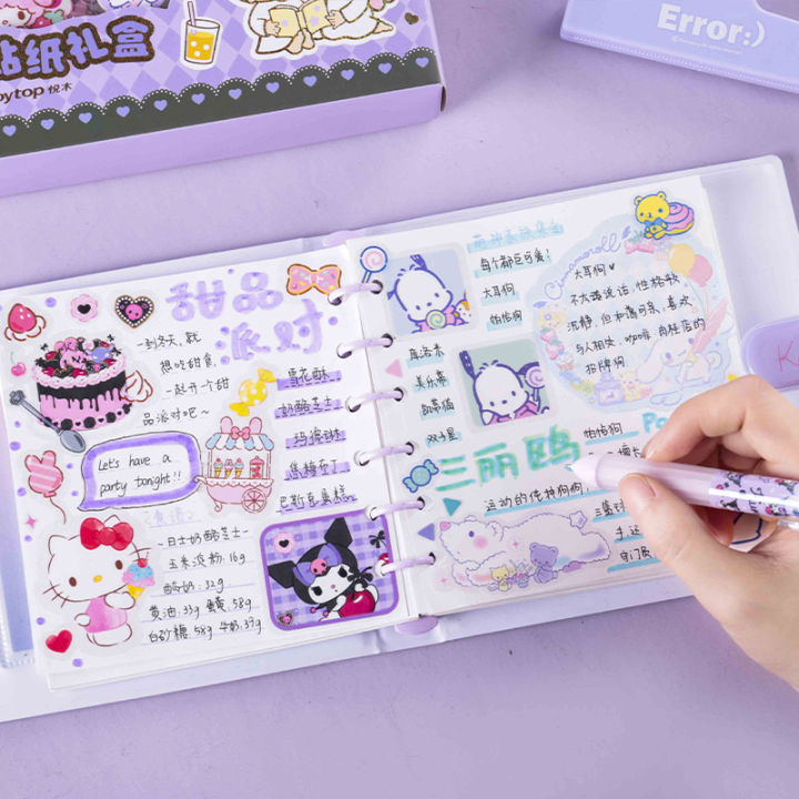 60Sheet/Box%20Sanrio%20Sticker%20Kawaii%20Hello%20Kitty%20Kuromi%20Cinnamoroll%20Melody%20Hand%20Account%20Material%20Decoration%20DIY%20Stickers%20Kids%20Toys%20Amour%20zii%20-%20Image%203