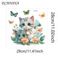 Pvc Toilet Decal Cartoon Cat Butterflies Toilet Sticker Waterproof Pvc Wall Art for Living Room Bedroom Bathroom Animal Flower Decoration Decal Cartoon Cat Toilet Sticker.