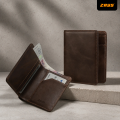 Zays Eco-Friendly Top-Grain Cowhide Leather Bifold Wallet for Men, Slim Compact Wallet 4.3 x 3.3 x 0.4 Inch, 5 Card Slots, 2 Hidden Compartments, 2 Cash Chambers, Microfiber-Lined Pocket, Lightweight 60g.