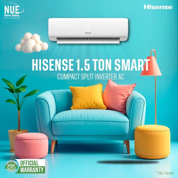 Hisense Energy Saving Dc Inverter 1.5 Ton Smart Compact AC AS18TW4RGSKB02D Smart Compact 🚚 Free Delivery 💳 0% EMI Available, Official Warranty by Fair Electronics with Free Delivery