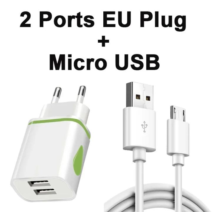 1M 2M 3M Cable Chargers For Tecno Spark POwer 2 GO 2022 9 8C 8 7 Pro 7T 7P 7 6 Air Micro Cables USB EU Dual Adapter 1 2 3 Meter