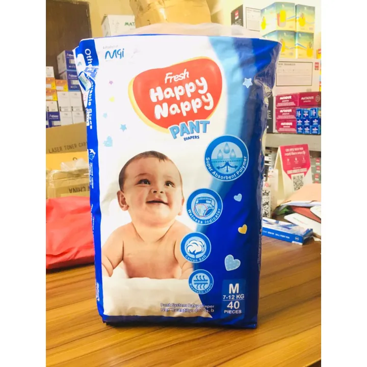 Fresh Happy Nappy Pant Diaper Size-M for 7-12 Kg 40 Pcs