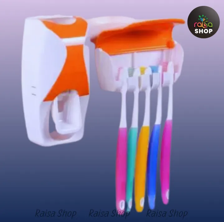 RAISA%20Automatic%20Toothpaste%20Dispenser%20and%20Brush%20Holder%20Set%20%20Wall%20Mountable%20Bathroom%20Organizer%20with%20Dust%20Proof%20Toothbrush%20Storage%20-%20Image%205