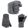 Knit Gloves Comfortable Warm Winter Flip Top Gloves Woolen Men Fingerless Gloves for Outdoor Activities Cold Weather Skiing. 