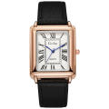 Square Design Men'S Belt Watch Stylish Leather Strap Elegant Finish Men'S Watch Roman Numerals Square Watch For Business Attire.