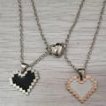 Alloy Alloy necklace Adorable Mosaic Couple necklace Love heart pendant for Romantic Anniversary gift Casual wear Fashion accessory Couple jewelry. 
