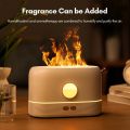 Simulation Flame Aroma Air Humidifier Desktop 2-in-1 Mist Humidifier & Aromatherapy Diffuser for Essential Oil with 3 Colors Atmosphere Lamp 200ML Capacity USB Powered for Home Office Yoga Low Noise Auto-off Protection. 