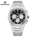 NAVIFORCE NF8048 Classic Business Timeless Chronograph Stainless Steel Strap Men Watches. 