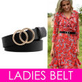 Ladies Belt Double Ring Belt For Girls Women Belt For Ladies OO Circle Round Fashion Belt Jeans Tops Gown Skirt Sari Saree PU Leather Belt For Ladies. 