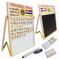 Writing Board Multipurpose Double-Sided Magnetic Wooden Writing Drawing Board. 