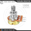 2 Pcs - 100K Ohm Variable Resistor / Potentiometer 3 Pin Single Gang Linear Taper, Rotary, Adjustable Variable Resistor / Potentiometer For Electric & Electronics.. 
