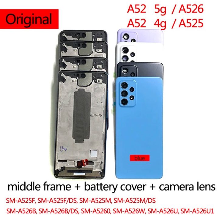Original For Samsung A52 4G/5G SM-A525 SM-A526 Phone Screen Plate Panel LCD Bezel Front Frame Housing Middle Chassis Repair Part