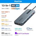 RayCue USB C Docking Station 10Gbps USB 3.0 Hub Ethernet Multi-Port Adapter 4K 60Hz HDMI-compatible for MacBook Dell HP Laptop. 