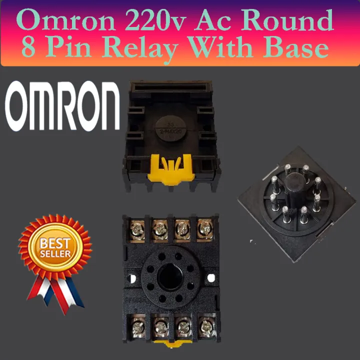 Omron%20AC%20220V/240V%2010A%20Coil%20Round%208%20Pin%20MK2P-1%20Power%20Electromagnetic%20Relay%20With%20Base%20-%20Image%202