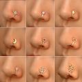 Modyle Gold Silver Color Heart Clip On Nose Ring Star Nose Piercing Clip On Cross Nose Clip Jewelry Faux Piercing Nez. 