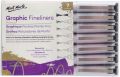 Mont Marte Graphic Fineliner Pen Set – 7 Pcs (0.05mm, 0.1mm, 0.3mm, 0.5mm, 0.7mm, 1.0mm & Brush Tip).