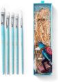 Miya Himi Artist Paint Brushes Set of 5 for Acrylic Oil Watercolor Gouache Face and Body Painting with Hog Hair.