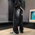 New Men's Star Embroidered Fashion Loose Jeans Y2K High Street Hip Hop Stretch Soft Straight Wide Leg Denim Trousers Male. 