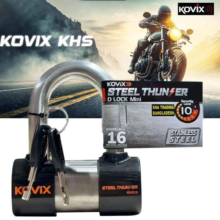 KOVIX KHS 16mm Steel Shackle Disc U Lock for Motorcycle Security ...