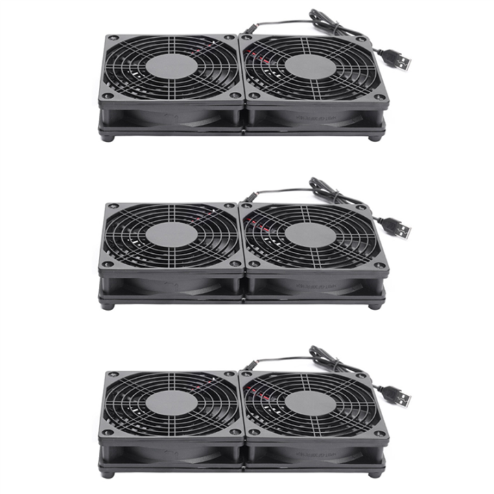 3pcs 120mm 5V USB Powered PC Router Dual Fans with Speed Controller High Airflow Cooling Fan for Router Modem Receiver