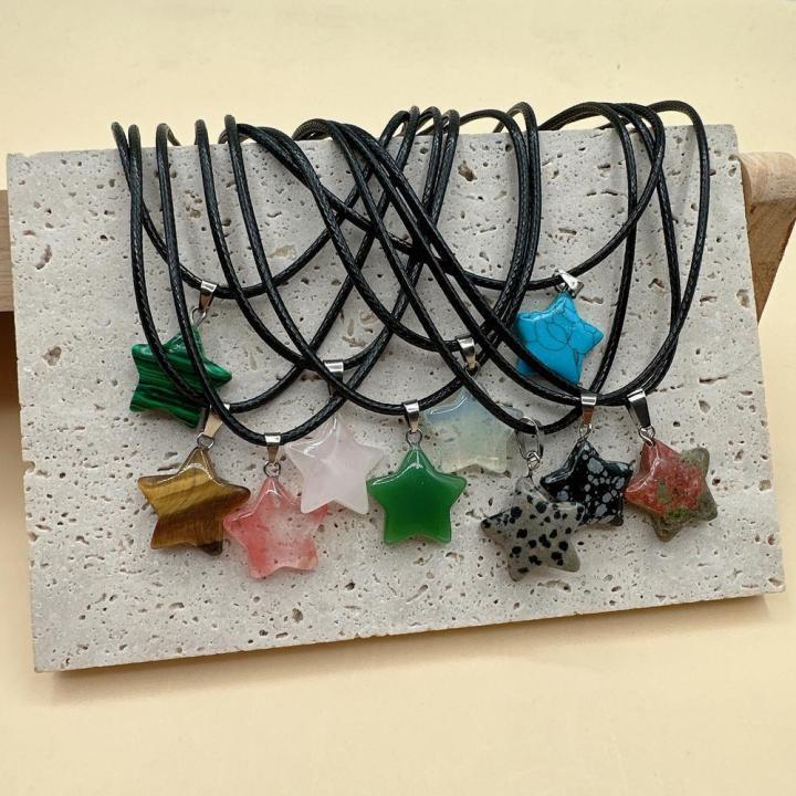 LE SKY 7 Pcs Natural Stone Pendants Waterdrop Shape Quartz Crystal Agate Stone - Foto 11