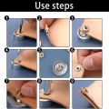 50 Sets Leather Snap Fasteners Kit Black Metal Snap Buttons Silver.