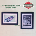 A4 Size Photo Picture Frame set of 2 pieces-Black 1'' border.