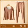Autumn and Winter Dralon Seamless Thermal Underwear Women's Suit Thickened Double-Sided Brushed Heating Long Sleeve Underwear Long Johns.