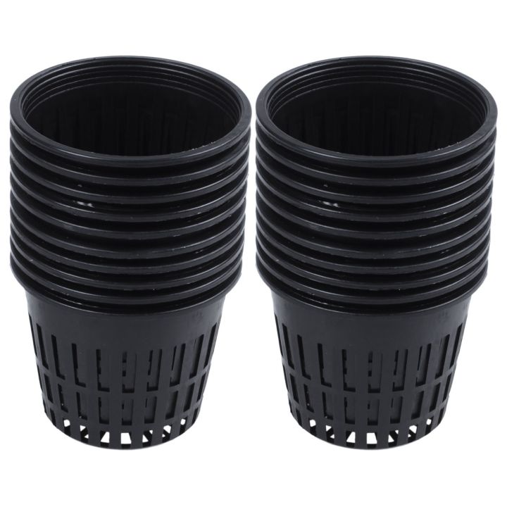 20pcs 3 inch Heavy Duty Mesh Pot Net Cup Basket Hydroponic Aeroponic Planting Grow Clone Black