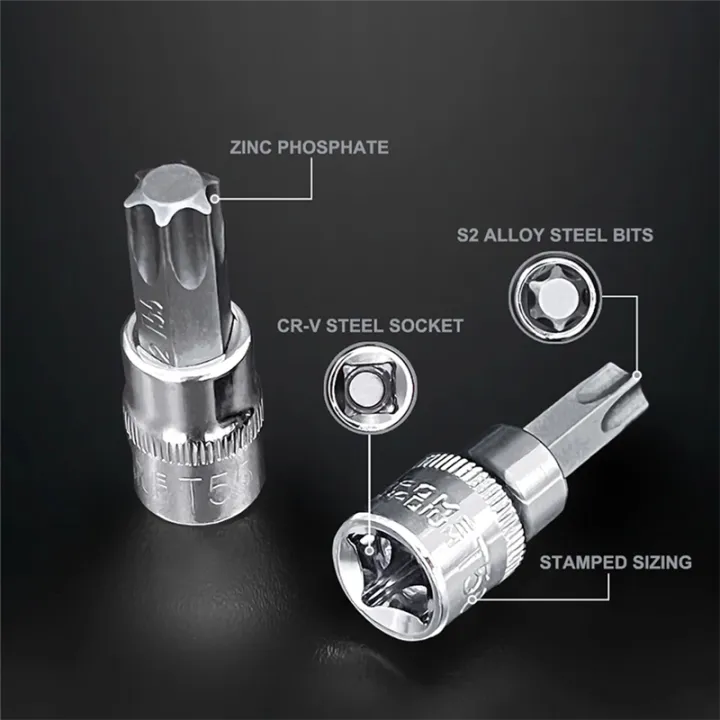13Pcs%20Star%20Torx%20Bit%20Socket%20Set%20T8-T70%20H2-H14,%20Sockets%201/4Inch,3/8Inch%20&%201/2Inch%20Drive%20for%20Hand%20Use%20Work%20Easy%20Install%20Easy%20to%20Use%20-%20Image%204