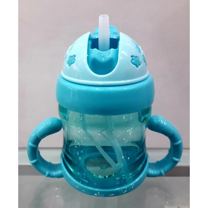 Baby Water Pot with Straw and pipe and blue