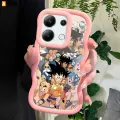 AMORVOR for Redmi Note 13 4G Back Cover Dragon Ball Goku Pattern Luxury Phone Case Macaron Wave Soft Silicone Mobile Cover. 