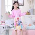 Summer Spring Girls Anna Elsa Olaf Princess Nightgown Pajamas Kids Long Sleeve Nightdress Cute Cartoon Baby Sleep Dress Homewear. 