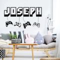 Custom Name Gaming Zone Game Controller Wall Sticker Decal Playroom Bedroom Video Game Joystick Player Home Decor.