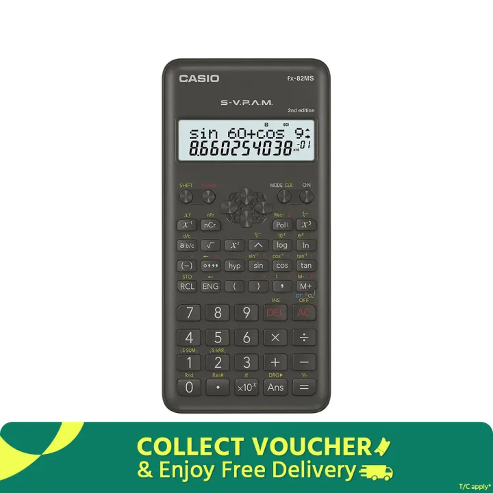 High Quality - Casio FX-82MS-2 Scientific Calculator - Battery Powered - Black - Easy to Use and Maintain - Reliable and Durable