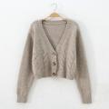 Autumn Winter Short High Waist Solid Color Sweater Women Single-breasted Knit Cardigan Small Sweter Women Jacket New Top Femme. 