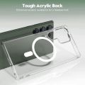 Samsung Galaxy S24 Ultra MagSafe Compatible Shockproof Transparent Slim Fit Wireless Charging supported Frosted Border Phone Back Case Mobile Cover-E_Store.