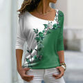 Women Spring T-shirt Pullover Floral Pattern Lady T-shirt. 