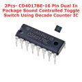 2Pcs- CD4017BE-16 Pin Dual In Package Sound Controlled Toggle Switch Using Decade Counter IC. 