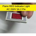 Piano RED Indicator Light AC 250V 5A 2 Pin Heavy Duty Brass Contact RED Indicator Light Switch Socket For Electrical Devices AC Line Indicator Made In Bangladesh. 
