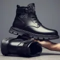 Winter High-Top Dr. Martens Boots Men's Black Autumn Thick Bottom Casual Men's Shoes plus Velvet Thick Cotton Shoes Work Shoes Snow Boots. 