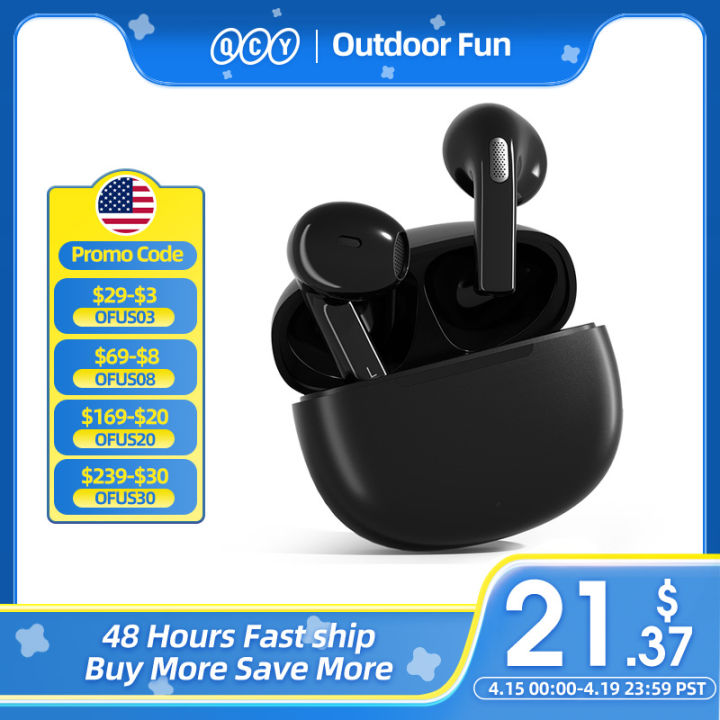 QCY T20 Wireless Headphones Bluetooth TWS Earphones 13mm Big Driver  HIFI Headset Mics ENC HD Call Earbuds 68ms Low Latency - Main Image