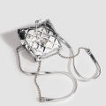 Patent leather shiny quilted embroidery thread women's backpack 2024 new trendy and versatile chain backpack mini student school bag.