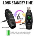 ‘’ UHF Wireless XLR Transmitter Receiver Mic Head Kit Rechargeable Mic Adapter Black Plastic. 