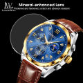 LouisWill Watches Fashion Men Watches Business Casual Wristwatches Leather  Watch Quartz Watch Chronograph Watches Luminous Pointers Watch True Three-eye Watch 3ATM Waterproof Watch With Calendar. 