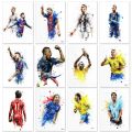 Watercolor football player, world-renowned idol wall art poster, home decoration, canvas painting, mural collection, pictures, p. 