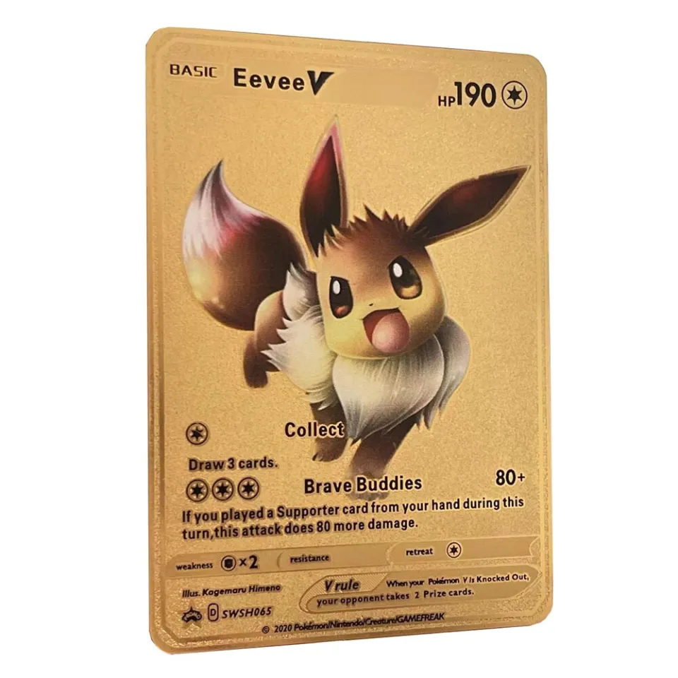 Serendipity partyEevee Golden Pokemon English Iron Metal Pokmo Letters  Kids Gift Game Collection Cards Rainbow | Daraz.com.bd