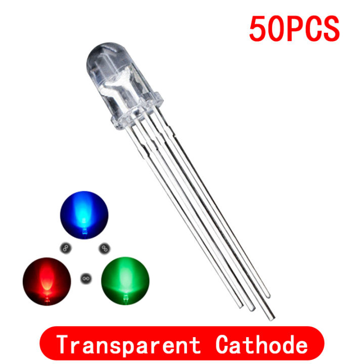 50PCS%205mm%20full-color%20LED%20RGB%20red/green/blue%20Common%20Cathode/Anodoptimume%20Four%20feet%20transparent%20highlight%20color%20light%205mm%20diode%20colorful%20-%20Image%202