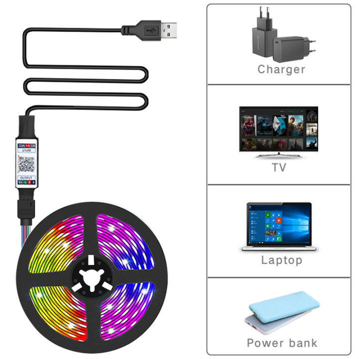 RGB%205050%20Led%20Strip%20Light%20Bluetooth%20App%20Control%205V%20USB%20Led%20Tape%20Flexible%20Ribbon%20Diode%20Tape%20for%20TV%20Backlight%20Room%20Decoration%20-%20Image%205
